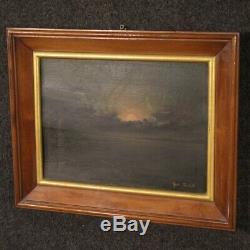 Painting Signed Oil Painting On Tablet Old Style Night Sea Landscape