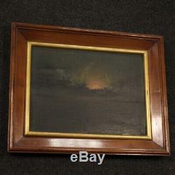 Painting Signed Oil Painting On Tablet Old Style Night Sea Landscape