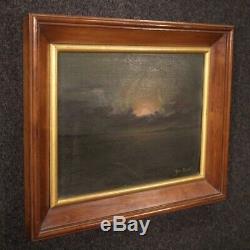 Painting Signed Oil Painting On Tablet Old Style Night Sea Landscape