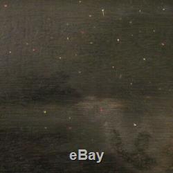 Painting Signed Oil Painting On Tablet Old Style Night Sea Landscape