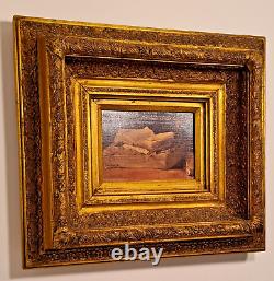 Painting, Vintage Golden Frame Wood/platter +oil Painting On Canvas/fr