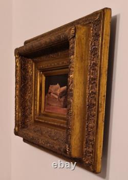 Painting, Vintage Golden Frame Wood/platter +oil Painting On Canvas/fr