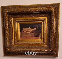 Painting, Vintage Golden Frame Wood/platter +oil Painting On Canvas/fr