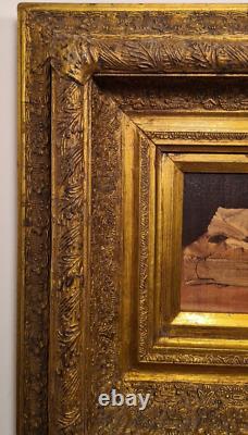 Painting, Vintage Golden Frame Wood/platter +oil Painting On Canvas/fr