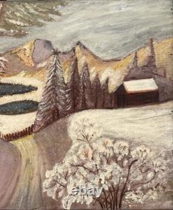 Painting by L. Jacquet, 20th century, Snow Landscape, Expressionism, Rare Antique