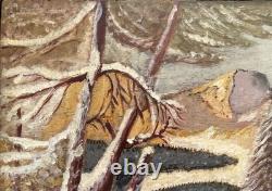 Painting by L. Jacquet, 20th century, Snow Landscape, Expressionism, Rare Antique