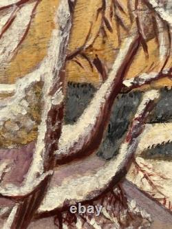 Painting by L. Jacquet, 20th century, Snow Landscape, Expressionism, Rare Antique