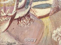 Painting by L. Jacquet, 20th century, Snow Landscape, Expressionism, Rare Antique