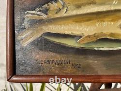 Painting signed Campanini oil painting on old wood