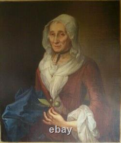 Paintings Anciennes XVIII Portrait Women Aux Citrons Green Oil On Canvas
