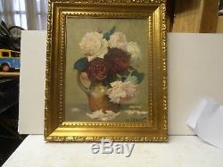 Paintings Old Lucien Darpy Bouquet Of Flowers 1880 Paris Oil On Panel