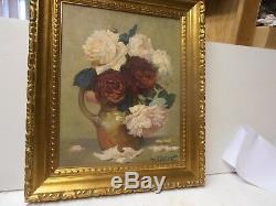 Paintings Old Lucien Darpy Bouquet Of Flowers 1880 Paris Oil On Panel