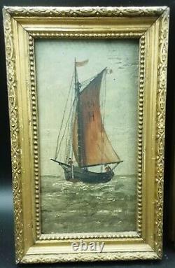 Pair Of Ancient Painting Oil Painting On Sea Sailwood