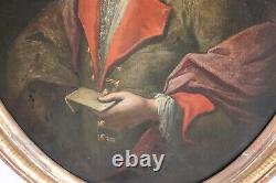 Pair Of Large Old Oval Paintings Portrait Of Husband XVIII Oil On Canvas