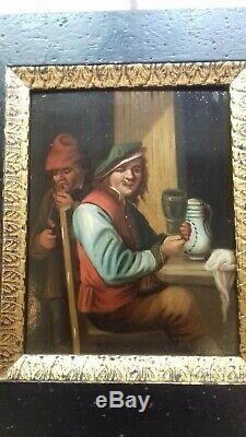 Pair Of Old Paintings, Oil On Wood, Flemish School, Painting, Painting