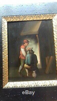 Pair Of Old Paintings, Oil On Wood, Flemish School, Painting, Painting