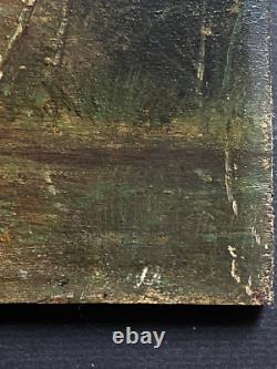 Pair of Antique Small Paintings HSP Barbizon Animated Landscapes 19th Century Signed