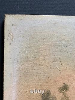 Pair of Antique Small Paintings HSP Barbizon Animated Landscapes 19th Century Signed