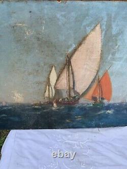 Paul Jobert Marine Table Old Oil 19th Century 20th Century