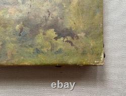 Pins, oil on canvas, antique painting, late 19th or early 20th century