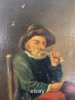 Pipe smoker, Dutch school, old oil on panel, trace of signature