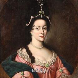 Portrait Lady Old Painting Oil On Canvas Painting Noble Woman 18th Century