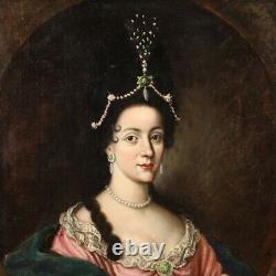 Portrait Lady Old Painting Oil On Canvas Painting Noble Woman 18th Century
