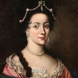 Portrait Lady Old Painting Oil On Canvas Painting Noble Woman 18th Century