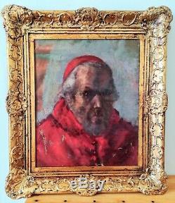 Portrait Of A Cardinal Oil On Canvas Late 19 Early 20th Old