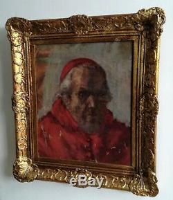 Portrait Of A Cardinal Oil On Canvas Late 19 Early 20th Old