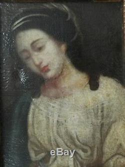 Portrait Of A Woman Oil On Canvas Old Painting Painting 17 18th Century