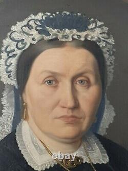 Portrait Of Ancient Woman, Oil On Canvas Signed, 19th Century