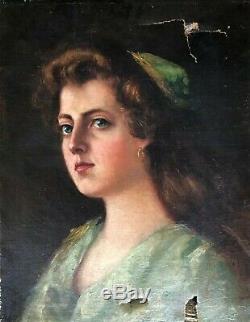 Portrait Old Woman Oil On Canvas Period End XIX Hst