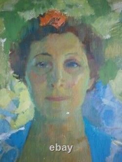 Portrait Woman Painting Oil On Panel Ancient Modern Art Dlg Oceanie 59x59