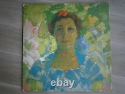 Portrait Woman Painting Oil On Panel Ancient Modern Art Dlg Oceanie 59x59