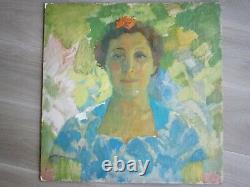 Portrait Woman Painting Oil On Panel Ancient Modern Art Dlg Oceanie 59x59