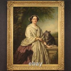 Portrait of a Lady, Signed and Dated 1862, Oil Painting on Canvas, Antique Artwork