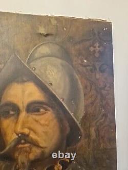 Portrait of an Ancient Knight Oil on Canvas 19th Century