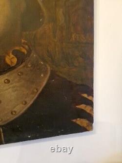 Portrait of an Ancient Knight Oil on Canvas 19th Century