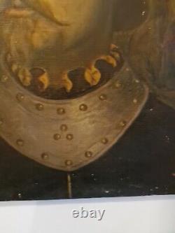 Portrait of an Ancient Knight Oil on Canvas 19th Century