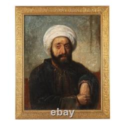 Portrait of an Arab in a Turban Old Painting Oil on Canvas 19th Century