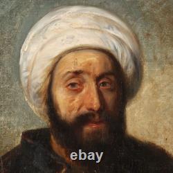 Portrait of an Arab in a Turban Old Painting Oil on Canvas 19th Century