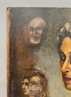 Portraits, Oil on Cardboard, Old Painting, Art, Early 20th Century