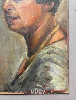 Portraits, Oil on Cardboard, Old Painting, Art, Early 20th Century