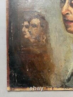 Portraits, Oil on Cardboard, Old Painting, Art, Early 20th Century