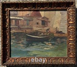 Provençal School Old Painting Signed Louis DELAVALLE Marine Port Marseille