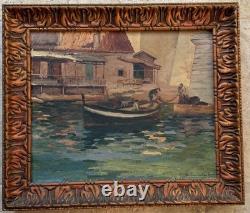Provençal School Old Painting Signed Louis DELAVALLE Marine Port Marseille