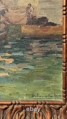 Provençal School Old Painting Signed Louis DELAVALLE Marine Port Marseille