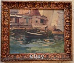 Provençal School Old Painting Signed Louis DELAVALLE Marine Port Marseille