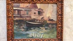 Provençal School Old Painting Signed Louis DELAVALLE Marine Port Marseille